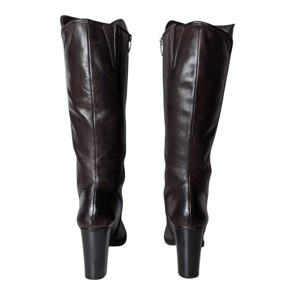 BRUNO PREMI Tall Brown Leather Heeled Boot Size 38 (US 7.5) - Picture 5 of 9